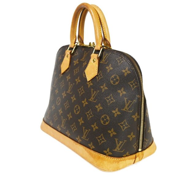 LOUIS VUITTON LV Logo Alma Hand Bag Monogram Leather Brown France M51130 88BX884 - Picture 11 of 15